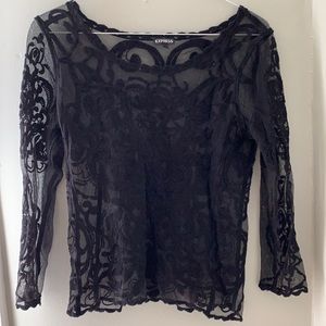 Express Sheer Embroidered Top